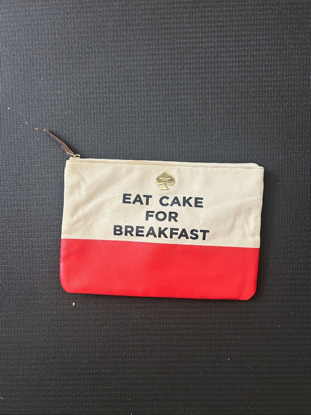kate spade Two-Tone Canvas Zip Pouch in Red and Cream — Eat Cake for Breakfast